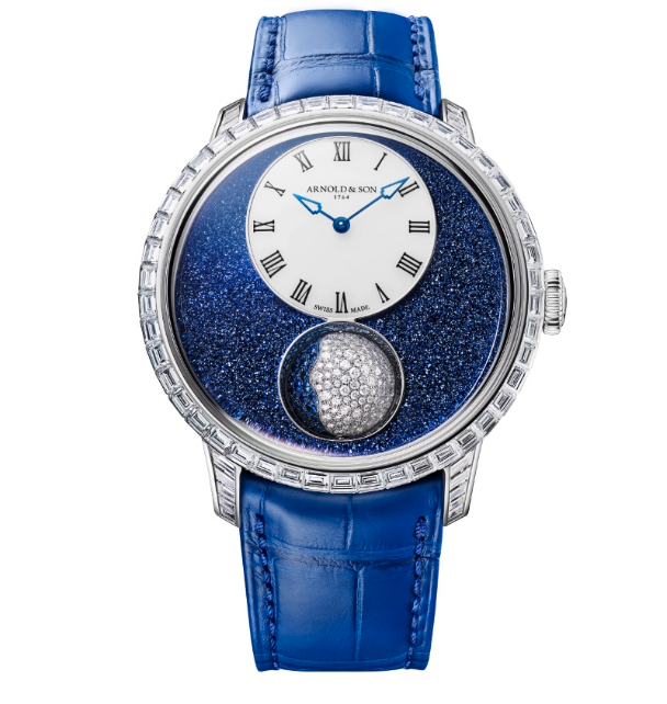 Luna Magna Ultimate 1 de Arnold & Son presenta una luna 3D llena de diamantes y zafiros